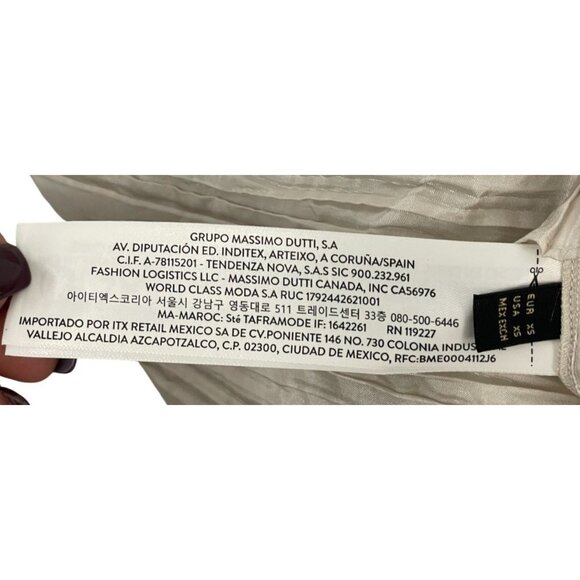 Massimo Dutti Womens Asymmetric Dress XS Pearl Gray Special Edition 6605/300 NWT - Picture 10 of 16